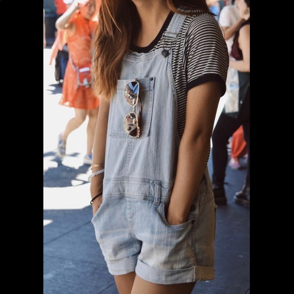 Denim overall shorts